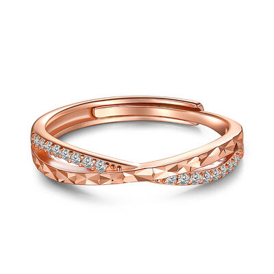 Jeulia Anillo Cruzado Ajustable para Mujer en Plata Esterlina