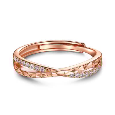 Jeulia Anillo Cruzado Ajustable para Mujer en Plata Esterlina