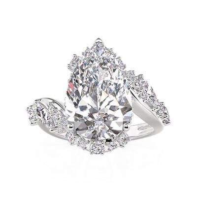 Jeulia Bypass Cluster Pear Shaped Engagement Ring