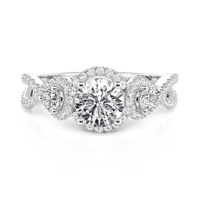 Jeulia Halo Infinity Three Stone Round Engagement Ring
