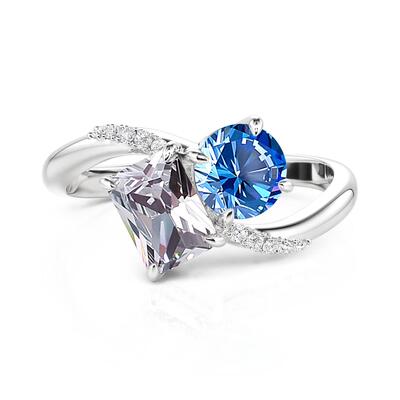 Jeulia Toi et Moi Engagement Ring Sterling Silver