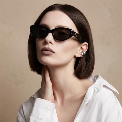 Harris Lunettes de soleil Cat Eye Noires