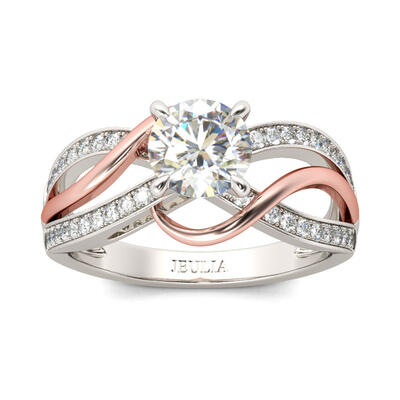 Jeulia Two Tone Intertwined Round Cut Sterling Silver Ring