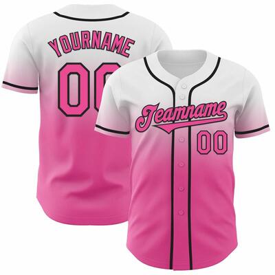 Custom White Pink Fade Fashion Baseball Jersey