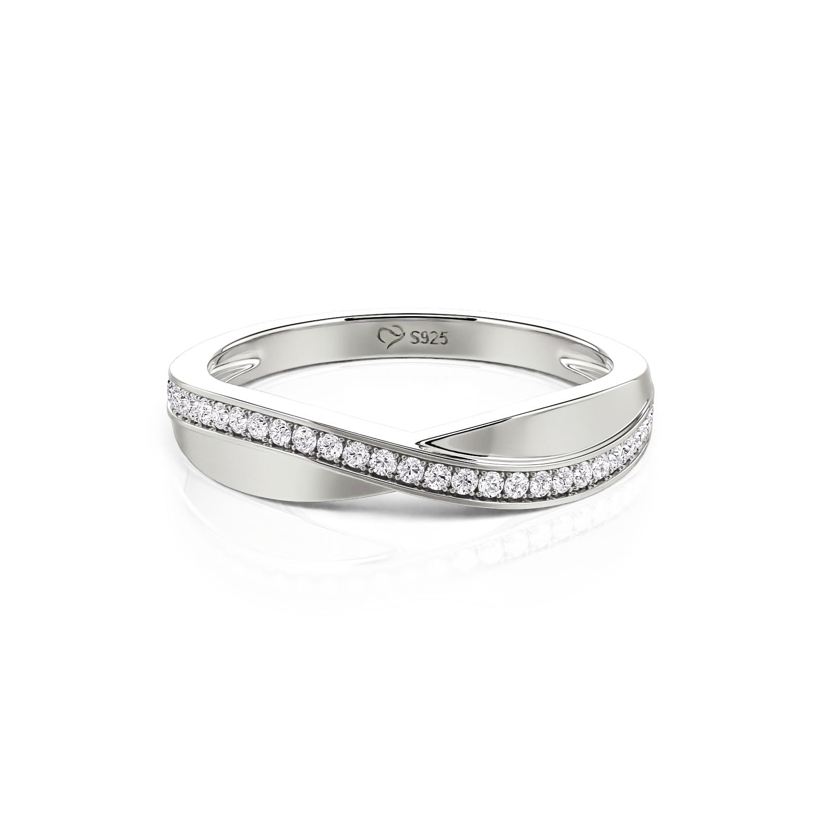 Jeulia Stylish Crossover Sterling Silver Women's Band