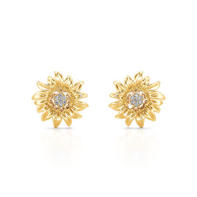 Jeulia "Sunshine" Sunflower Sterling Silver Earrings
