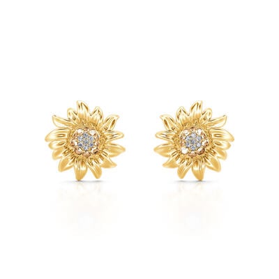Jeulia "Sunshine" Sunflower Sterling Silver Earrings