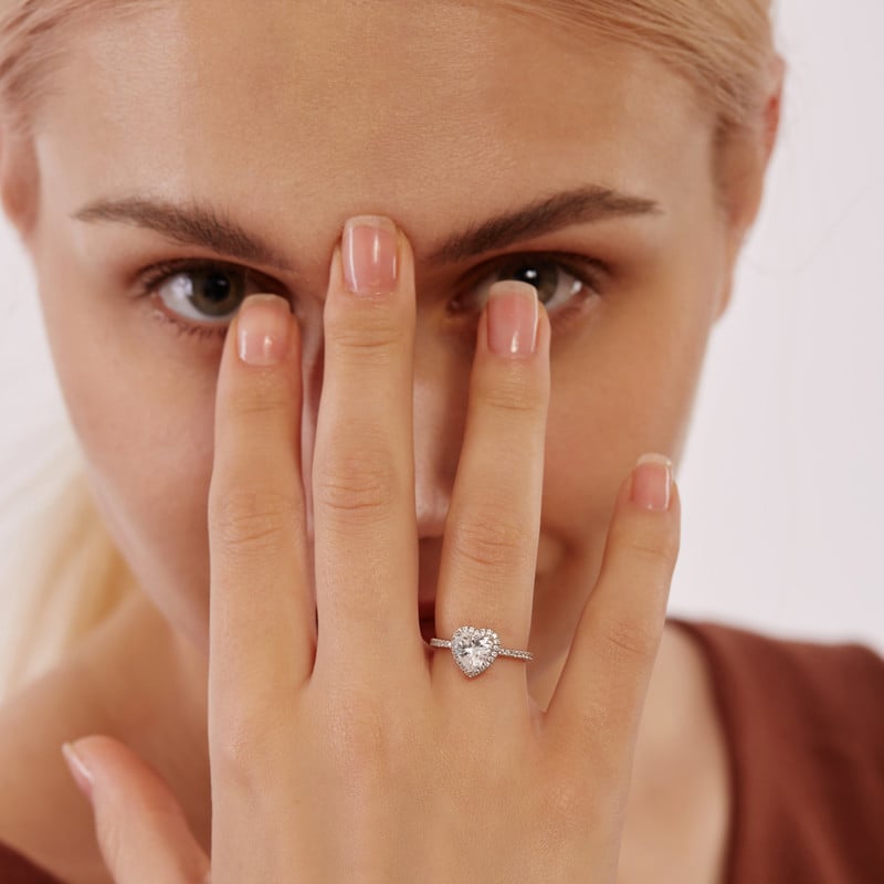 "You Are My Everything" 1ct Heart Cut Halo Engagement Ring
