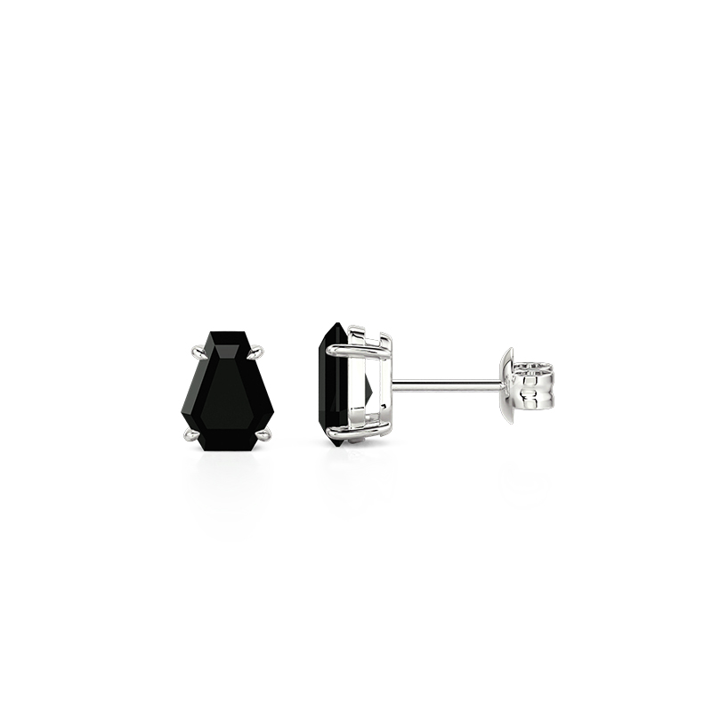 Jeulia Gothic Black Coffin Cut Stud Earrings Sterling Silver