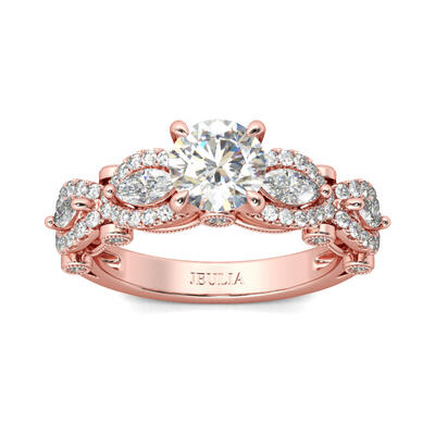 Jeulia Vintage Rose Gold Tone Round Cut Sterling Silver Ring