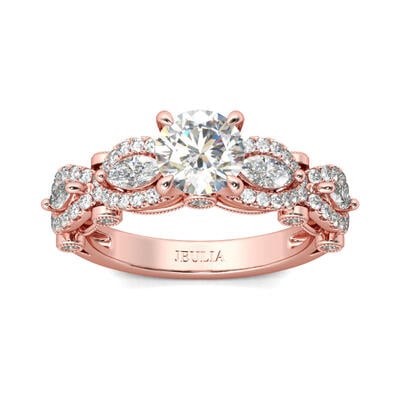 Jeulia Vintage Rose Gold Tone Round Cut Sterling Silver Ring