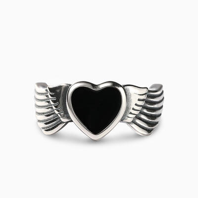 Jeulia "Winged Heart" Sterling Silver Ring
