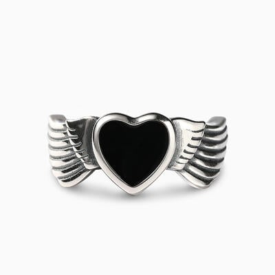 Jeulia "Winged Heart" Sterling Silver Ring