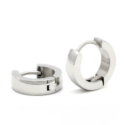 Jeulia Simple Men's Stainless Steel Hoop Earrings