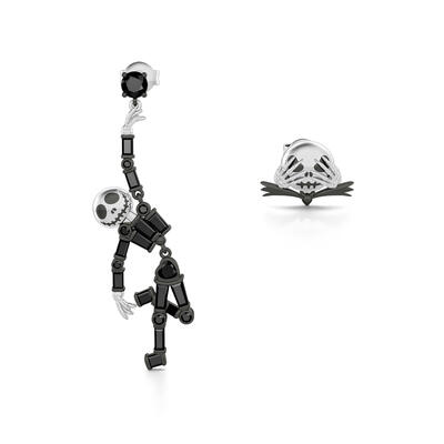 Jeulia "Halloween Fun" Skull Design Sterling Silver Asymmetrical Earrings