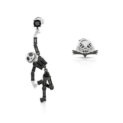Jeulia "Halloween Fun" Skull Design Sterling Silver Asymmetrical Earrings