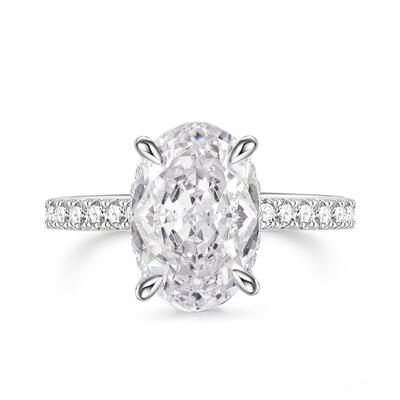 Jeulia Hidden Halo Oval Cut Sterling Silver Ring