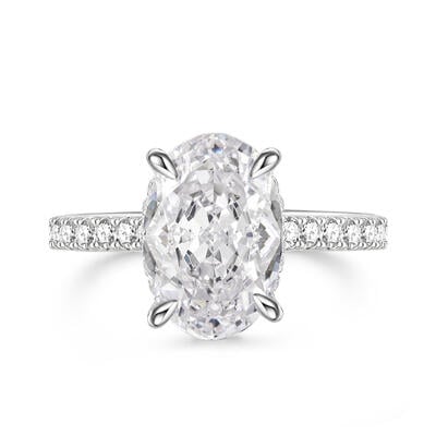 Jeulia Hidden Halo Oval Cut Sterling Silver Ring