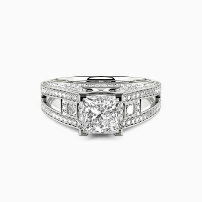 "Now and Always" Princess Cut Side Stone Engagement Ring
