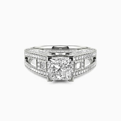 "Now and Always" Princess Cut Side Stone Engagement Ring