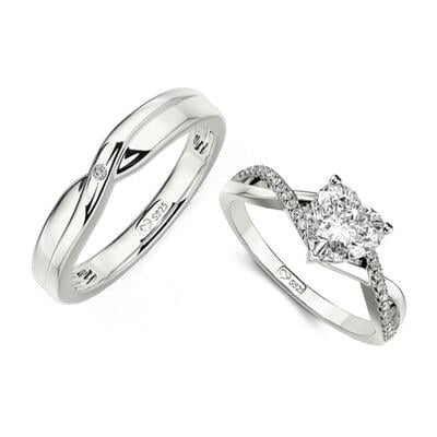 Jeulia Einfache Twist Eheringe aus Sterling Silber
