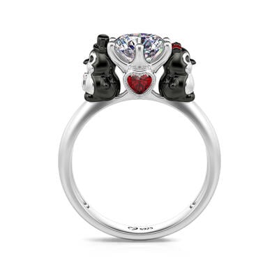 Jeulia Hug Me "Pure Love" Penguin Round Cut Sterling Silver Ring