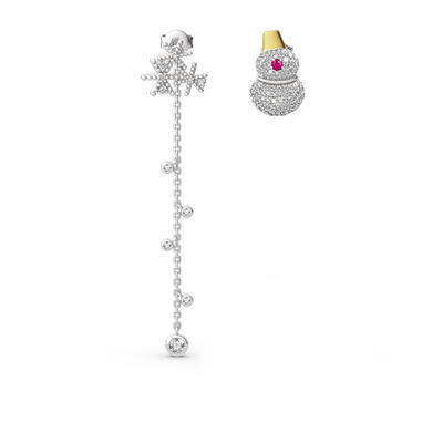 Jeulia "Romantic Snowman&Snowflake" Sterling Silver Mismatched Earrings