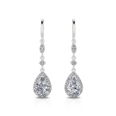 Jeulia Pear Cut Sterling Silver Drop Earrings