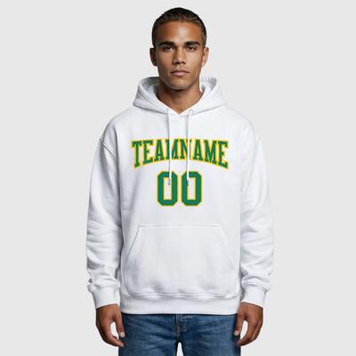 Custom Stitched White Sports Pullover Sweatshirt Hoodie Breathable Cozy Material Personalized Team Name & Number