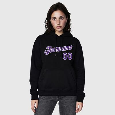 フーディー パーカー スウェット ブラック チーム名 番号 ロゴ入り ユニセックス 快適  オーダーメイド