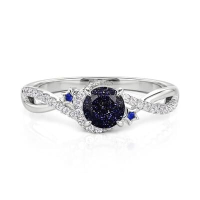 Jeulia Twist Blue Sandstone Ring with Star Moon Motifs