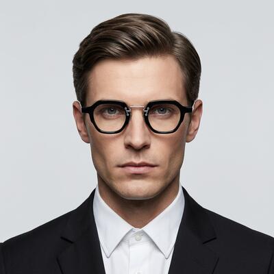 Ivan Black Square Glasses