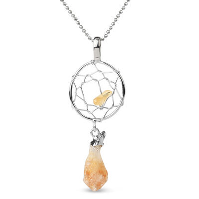 Jeulia "Mental Clarity" Dream Catcher Irregular Natural Citrine Necklace