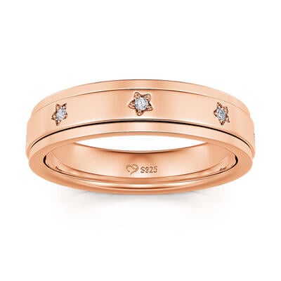Jeulia "Charming Starlight" Rotatable Sterling Silver Women's Band