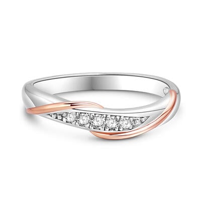 Jeulia Two Tone Twist Rose Gold Women's Wedding Band Sterling Silver