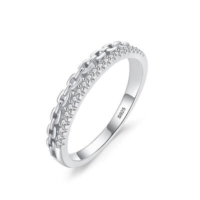 Jeulia Bague Femme Double Rangée Chaîne Argent Sterling