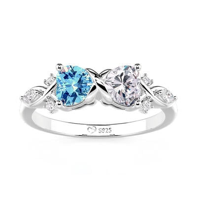 Jeulia Custom Twisted Infinity Heart Bow Ring with Birthstone