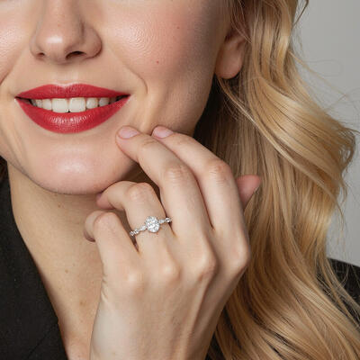 "Meant to Be" Oval Cut Side Stone Engagement Ring