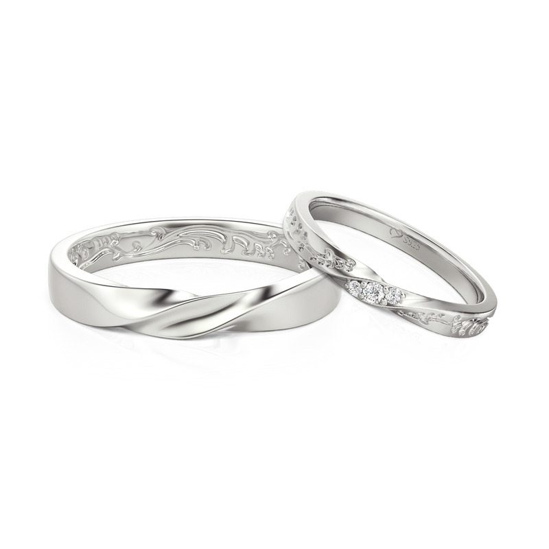 Jeulia Partnerringe Natur Inspiriert Twist aus Sterling Silber
