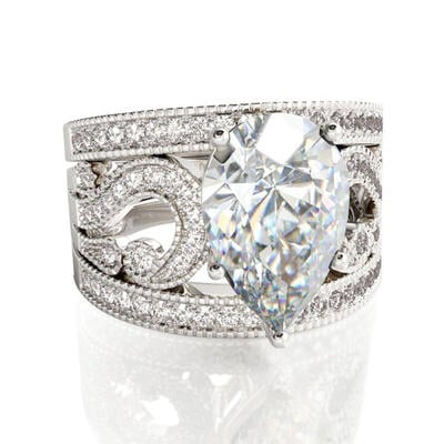 Jeulia 3PC Pear Cut Sterling Silver Ring Set