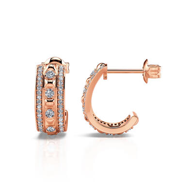 Jeulia Semicircle Design Round Cut Sterling Silver Stud Earrings