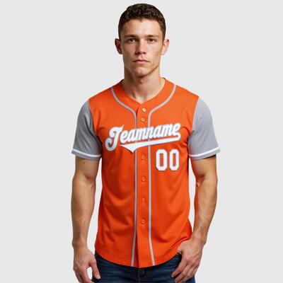 Custom Orange Gray Authentic Two Tone Baseball Jersey with Personalized Number and Logo for Games Practices and Fan Events