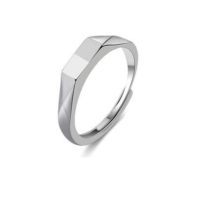 Jeulia Simple "Love Projection Ring"  Men Wedding Band Sterling Silver