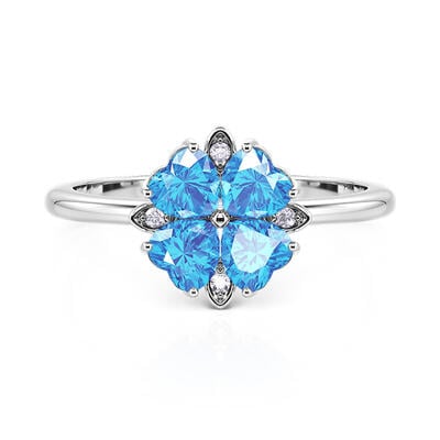 Jeulia Four Leaf Clover Heart Cut Promise Ring Sterling Silver