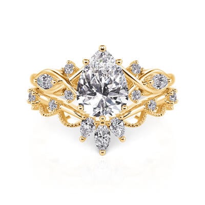 Jeulia Infinity Gold Pear Shaped Engagement Ring Set