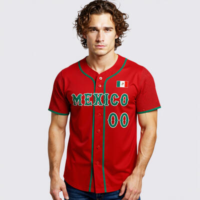 Custom Red 3D Mexican Flag Authentic Baseball Jersey Perfect for Games Cinco de Mayo Celebrations and Fan Meetups