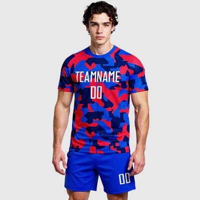 Custom Camo White-Royal Sublimation Salute To Service Soccer Uniform Jersey