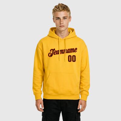 Custom Stitched Gold Sports Pullover Sweatshirt Hoodie Breathable Material Suitable for Sports Personalized Team Name