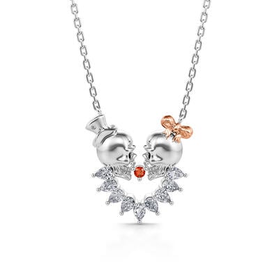 Jeulia "Eternal Love" Skull Design Sterling Silver Necklace