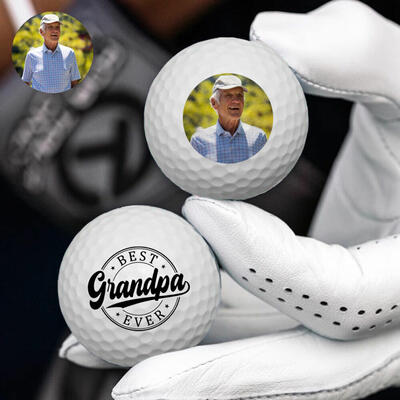 "Best Grandpa Ever" Personalized Set of 3 Golf Balls Creative Decoration Gift for Grandpa